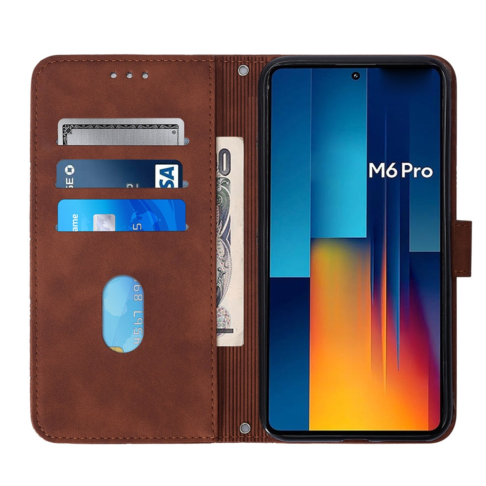 For Xiaomi Poco M6 Pro 4G Crossbody 3D Embossed Flip Leather Phone Case(Brown)
