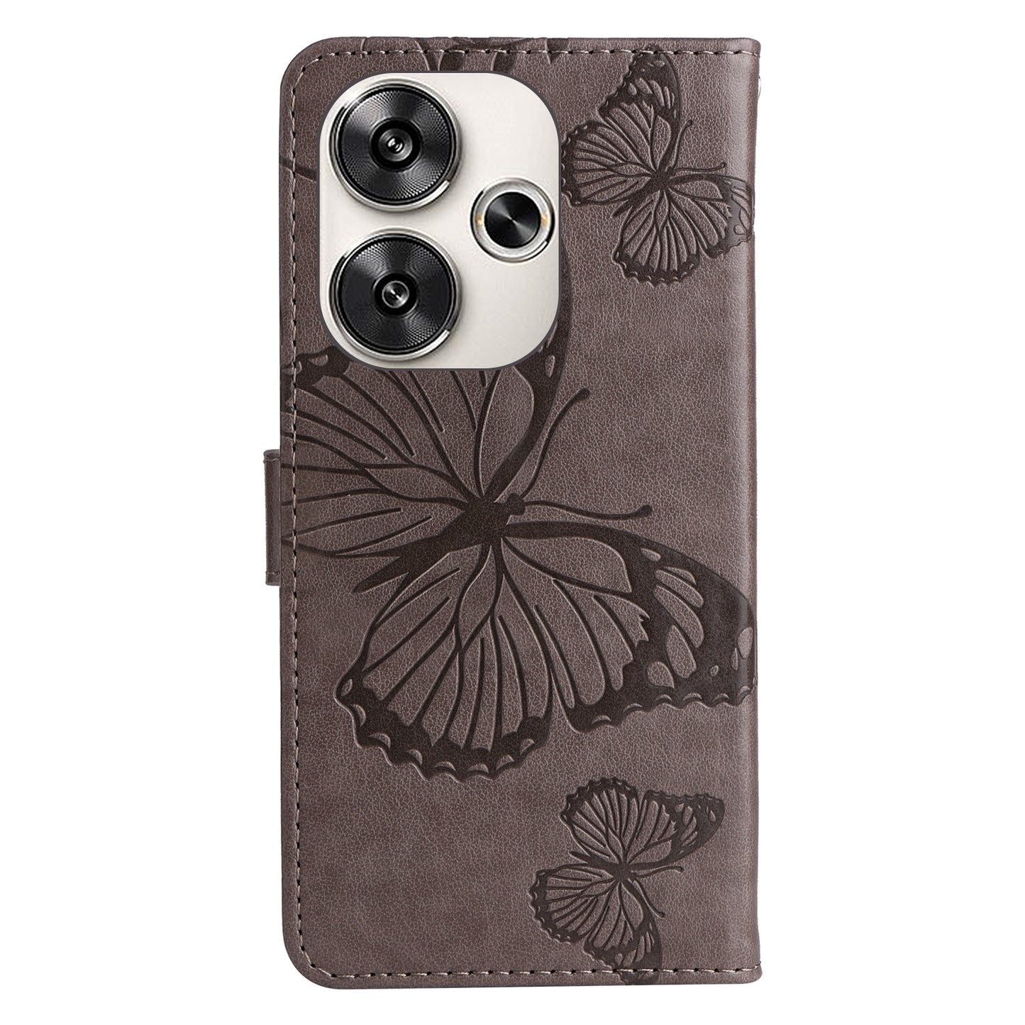 For Xiaomi Poco F6 3D Butterfly Embossed Pattern Flip Leather Phone Case(Grey)