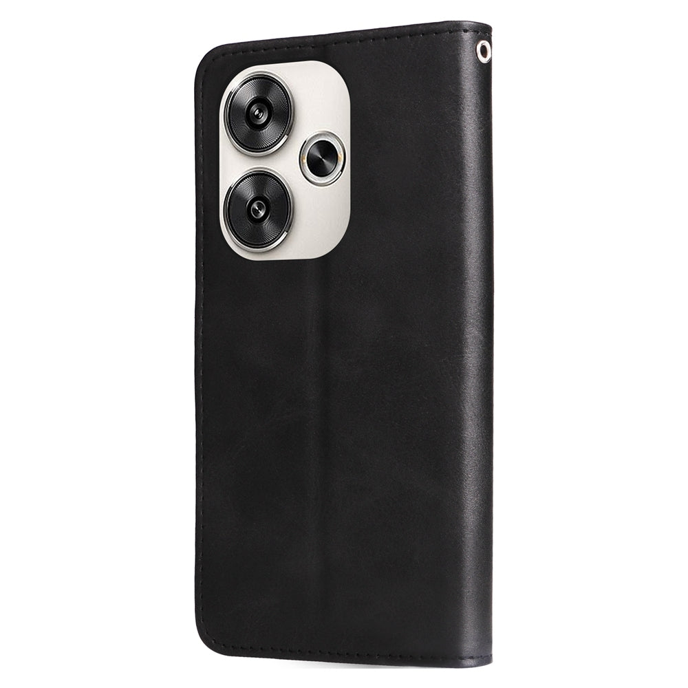 For Xiaomi Poco F6 Fashion Calf Texture Zipper Leather Phone Case(Black)