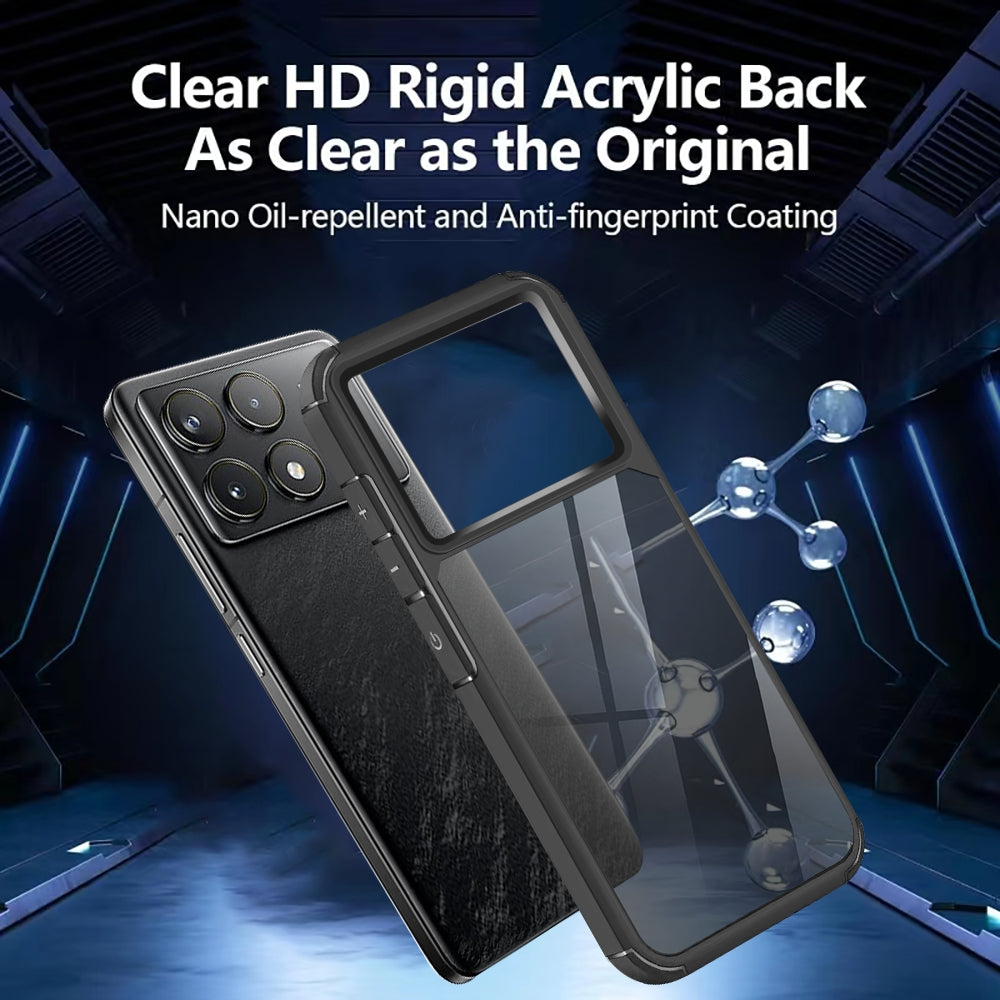 For Xiaomi Poco F6 Pro 5G Acrylic+TPU Transparent Shockproof Phone Case(Black)