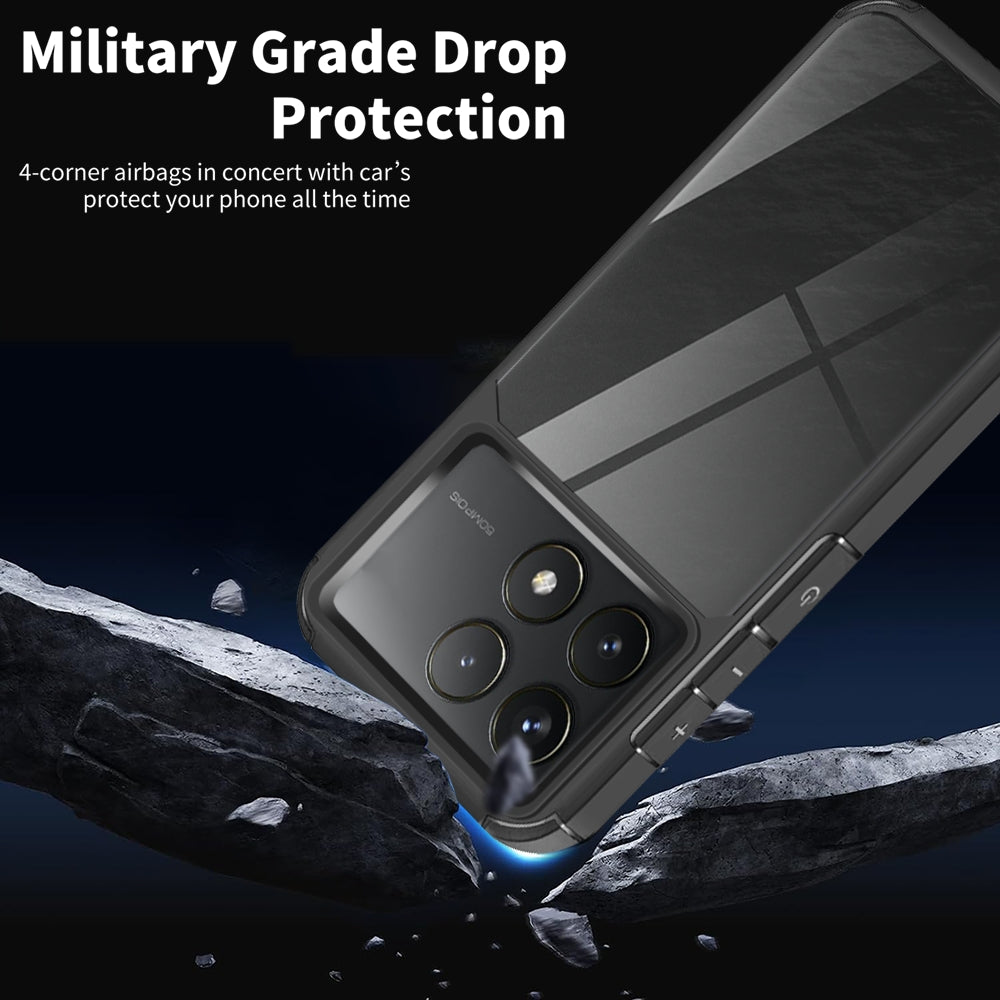 For Xiaomi Poco F6 Pro 5G Acrylic+TPU Transparent Shockproof Phone Case(Black)