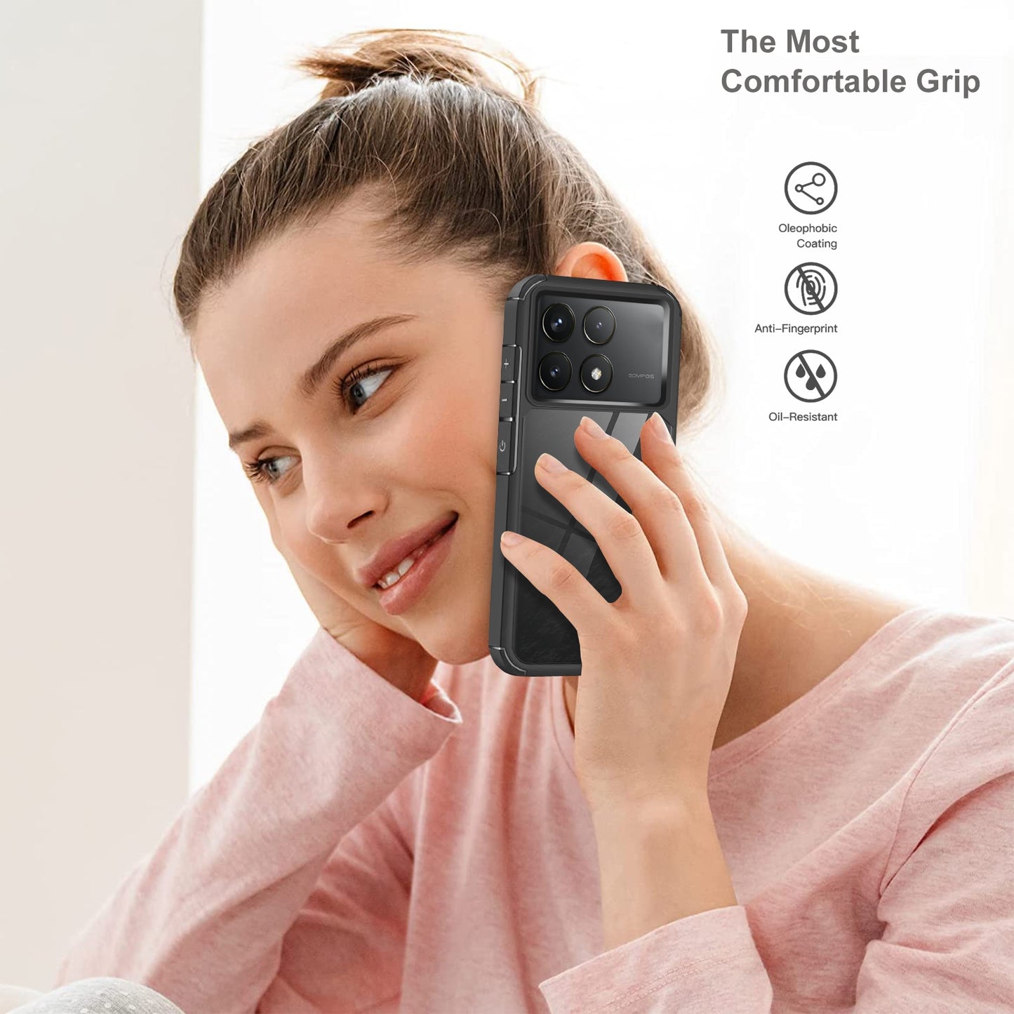 For Xiaomi Poco F6 Pro 5G Acrylic+TPU Transparent Shockproof Phone Case(Black)