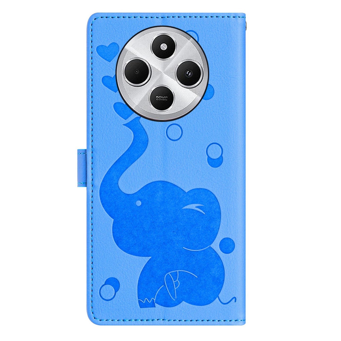 For Xiaomi Poco C75 Cartoon Elephant Embossed Leather Phone Case(Blue)