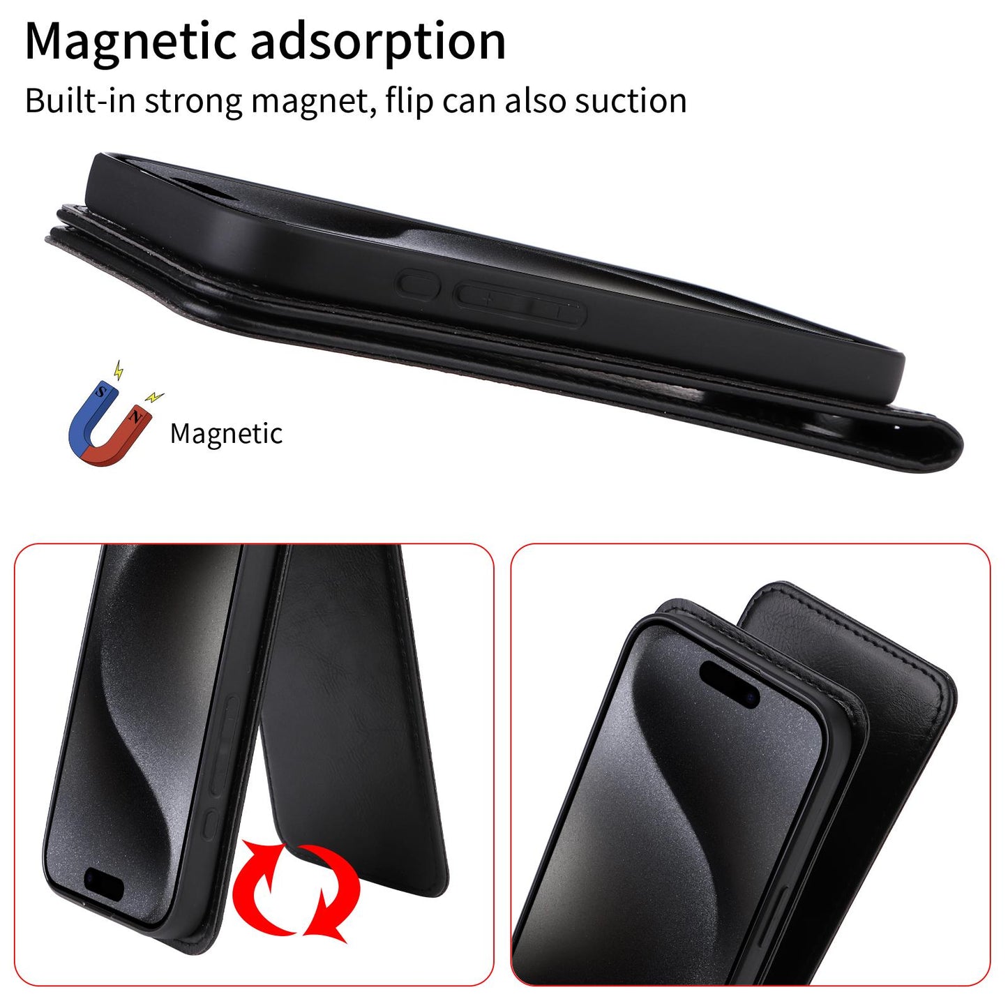 For Xiaomi Poco F6 Pro / Redmi K70 / K70 Pro Magnetic Vertical Flip Leather Phone Case(Black)