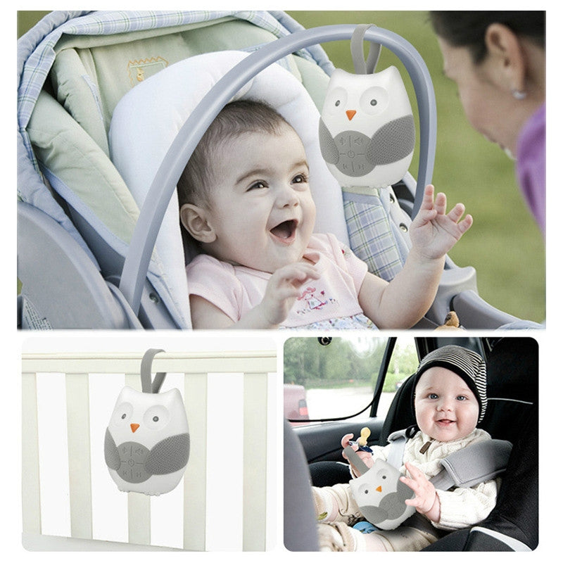 Baby Bedside Hanging Bell Sound Soothing Sleep Soft Owl Music Box Toy(White)