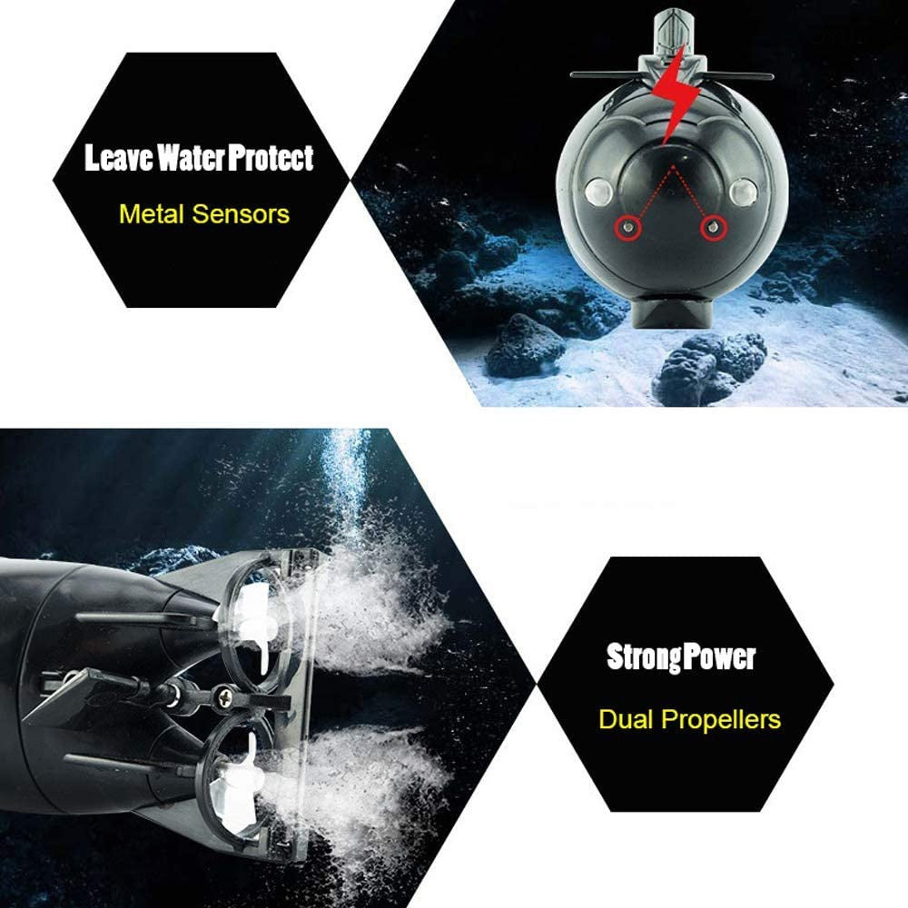 Children 2.4G Electric Six Way Mini Submarine Model Boy Playing In Water Remote Control Boat Nuclear Submarine(Blue)