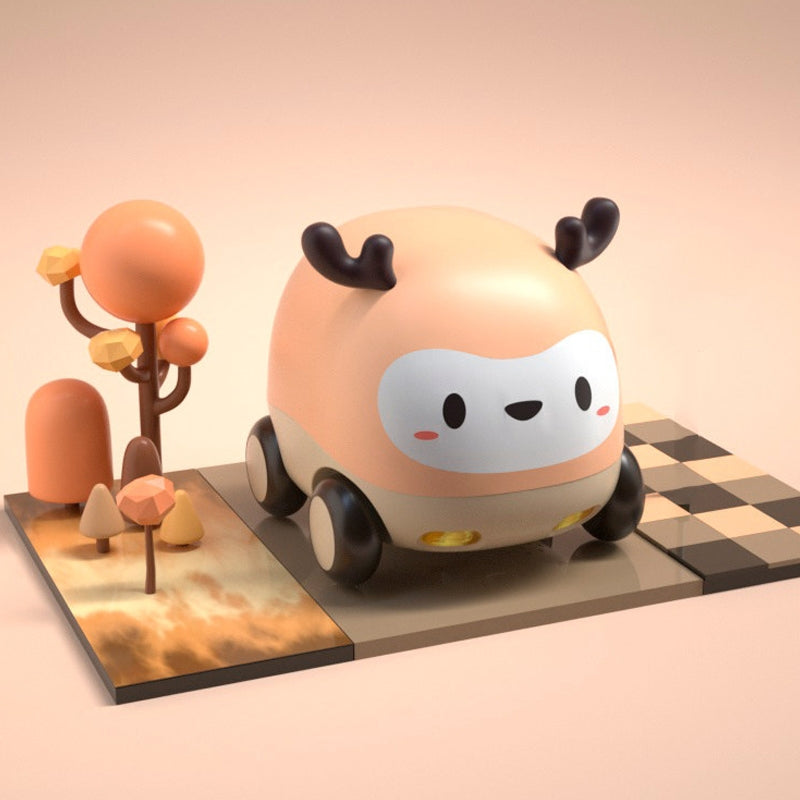 Cartoon Cute Pet Pull Back Car Children Mini Puzzle Inertia Car Toy(Deer)