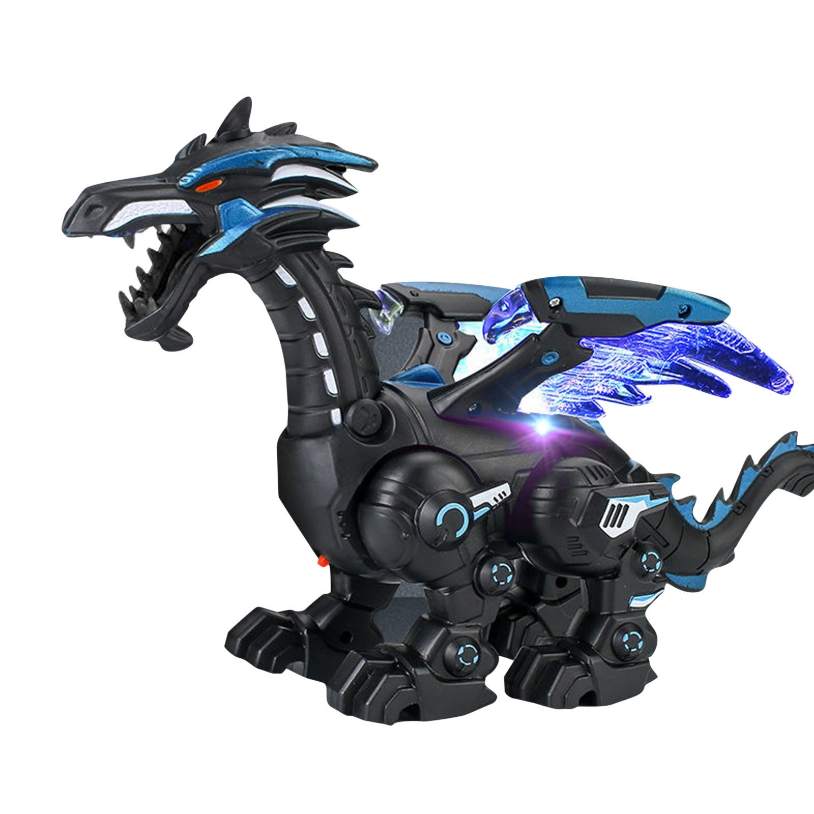 Electric Mechanical Dinosaur Toy Simulation Animal Toy Multifunctional Sound And Light Toy, Style:  Spray Dark Black