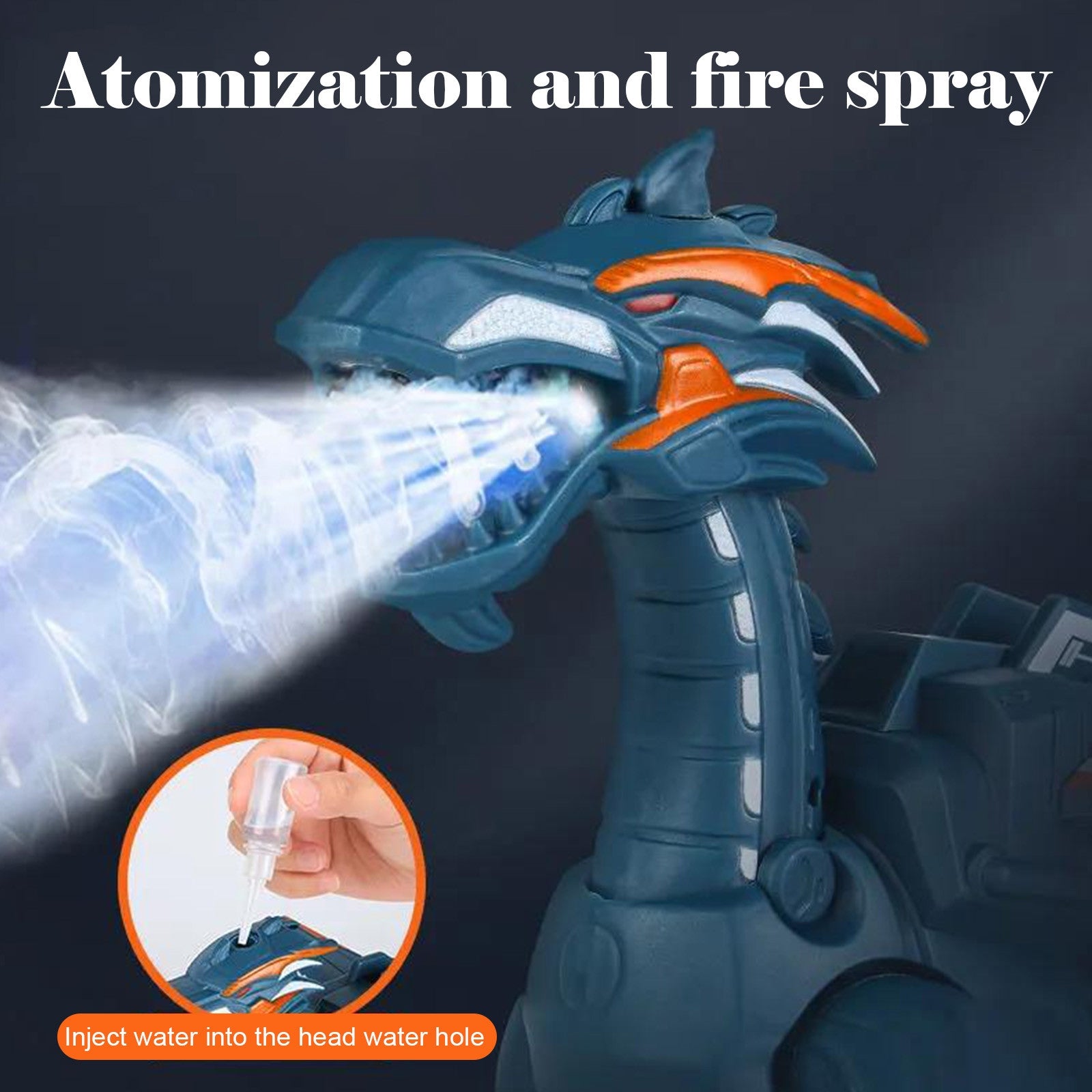 Electric Mechanical Dinosaur Toy Simulation Animal Toy Multifunctional Sound And Light Toy, Style:  Spray Dark Black