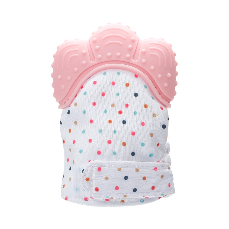 Baby Teething Gloves Anti bite Silicone Teething Ring Toys(Pink)