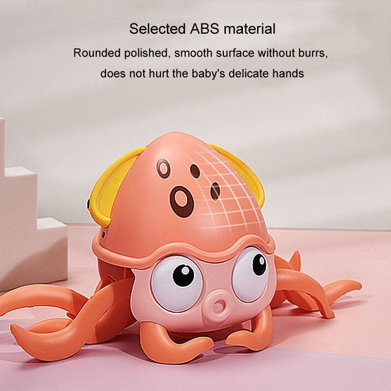Children Electrical Sensor Octopus Toy Automatic Obstacle Avoidance Sound Light Crawling Quirky Toy(Pink)