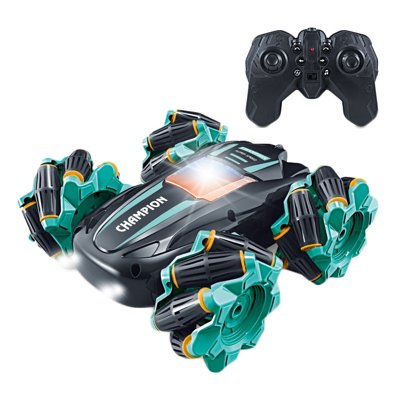 2.4G Stunt RC Car Drift Car Double sided Racing Tumble Buggy Toy, Style: Single RC Green