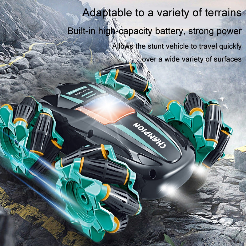 2.4G Stunt RC Car Drift Car Double sided Racing Tumble Buggy Toy, Style: Single RC Green