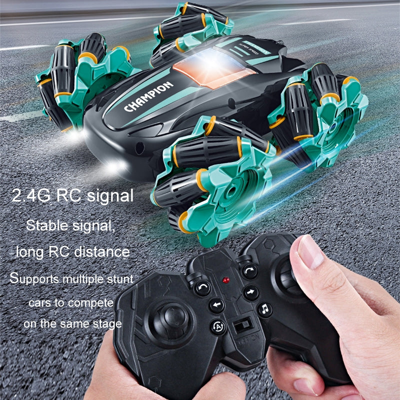 2.4G Stunt RC Car Drift Car Double sided Racing Tumble Buggy Toy, Style: Single RC Green